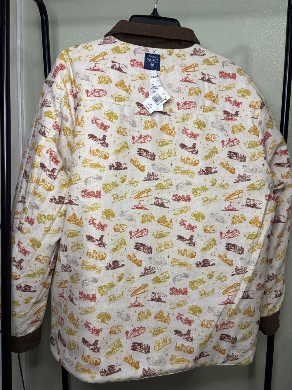 Disney Vault Collection 70 Reversible Patch Jacket Blue Tan Patterned Men's M - Picture 13 of 16